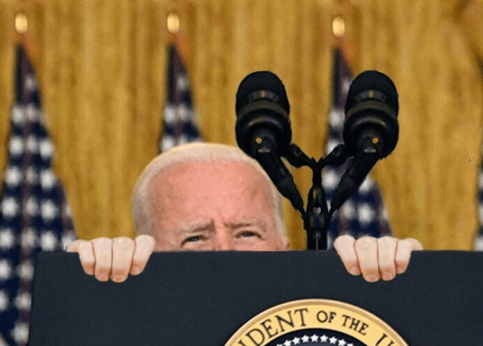 biden hiding behind podium